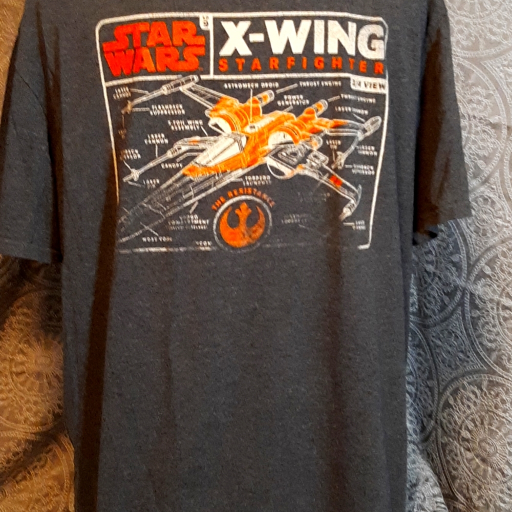 Gray Star Wars x wing star fighter t-shirt